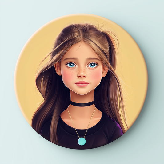 Badge illustré – Portrait fille adolescente
