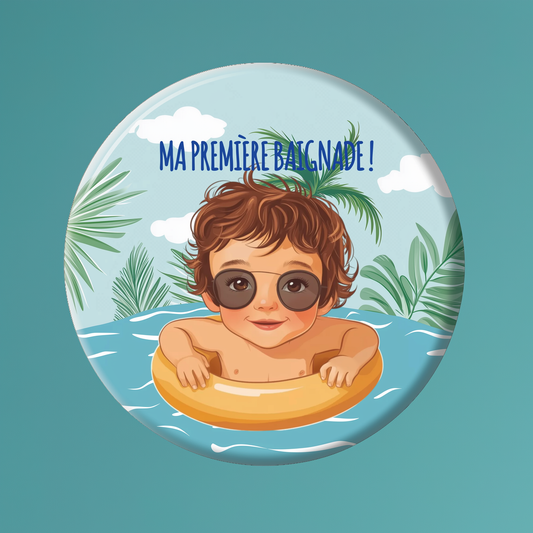 Badge Série Première fois - Garçon - Ma première baignade