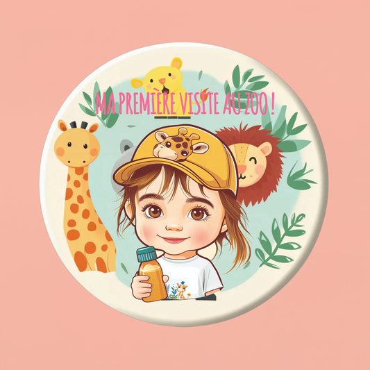 Badge Série Première fois - Fille - Ma première visite au zoo