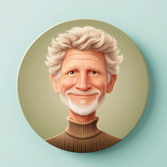 Badge illustré – Portrait grand-père