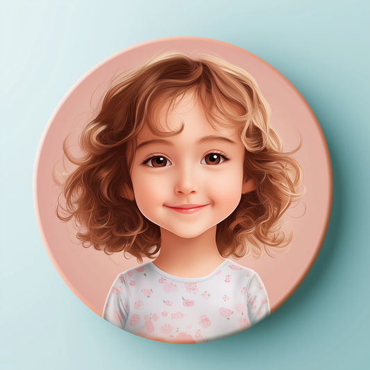Badge illustré – Portrait fille enfant