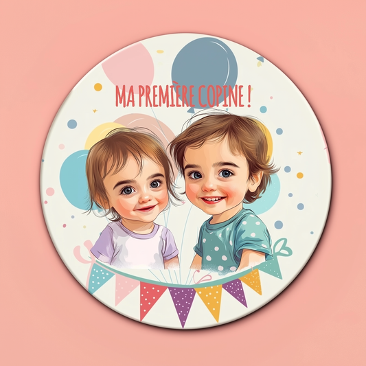 Badge Série Première fois - Fille - Ma première copine