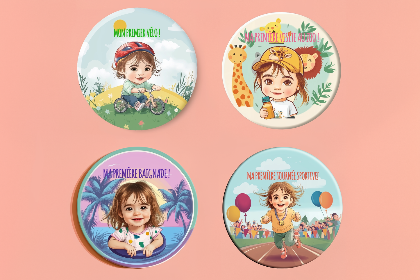 Badge Série Première fois - Fille - Lot de 16 - Coffret complet