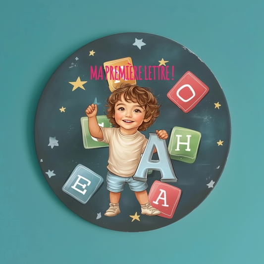 Badge Série Première fois - Garçon - Ma première lettre
