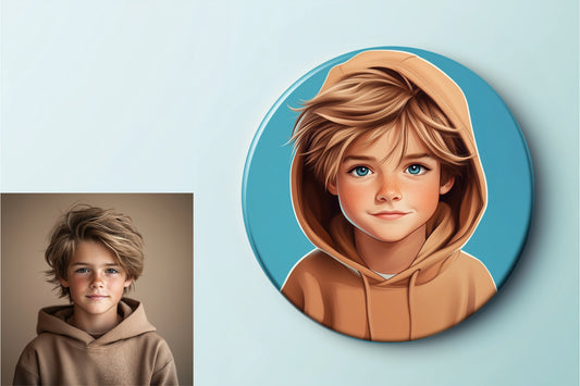 Badge illustré – Portrait garçon adolescent