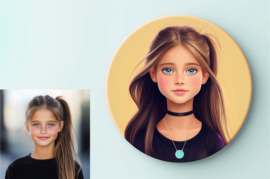 Badge illustré – Portrait fille adolescente