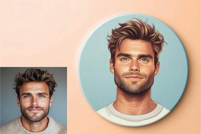 Badge illustré – Portrait homme adulte