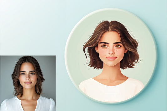 Badge illustré – Portrait femme adulte
