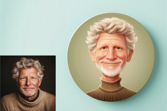 Badge illustré – Portrait grand-père