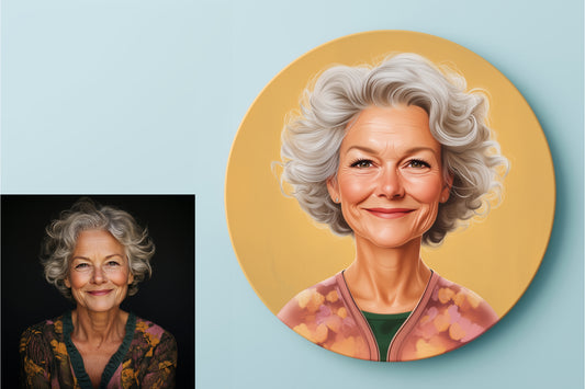 Badge illustré – Portrait grand-mère