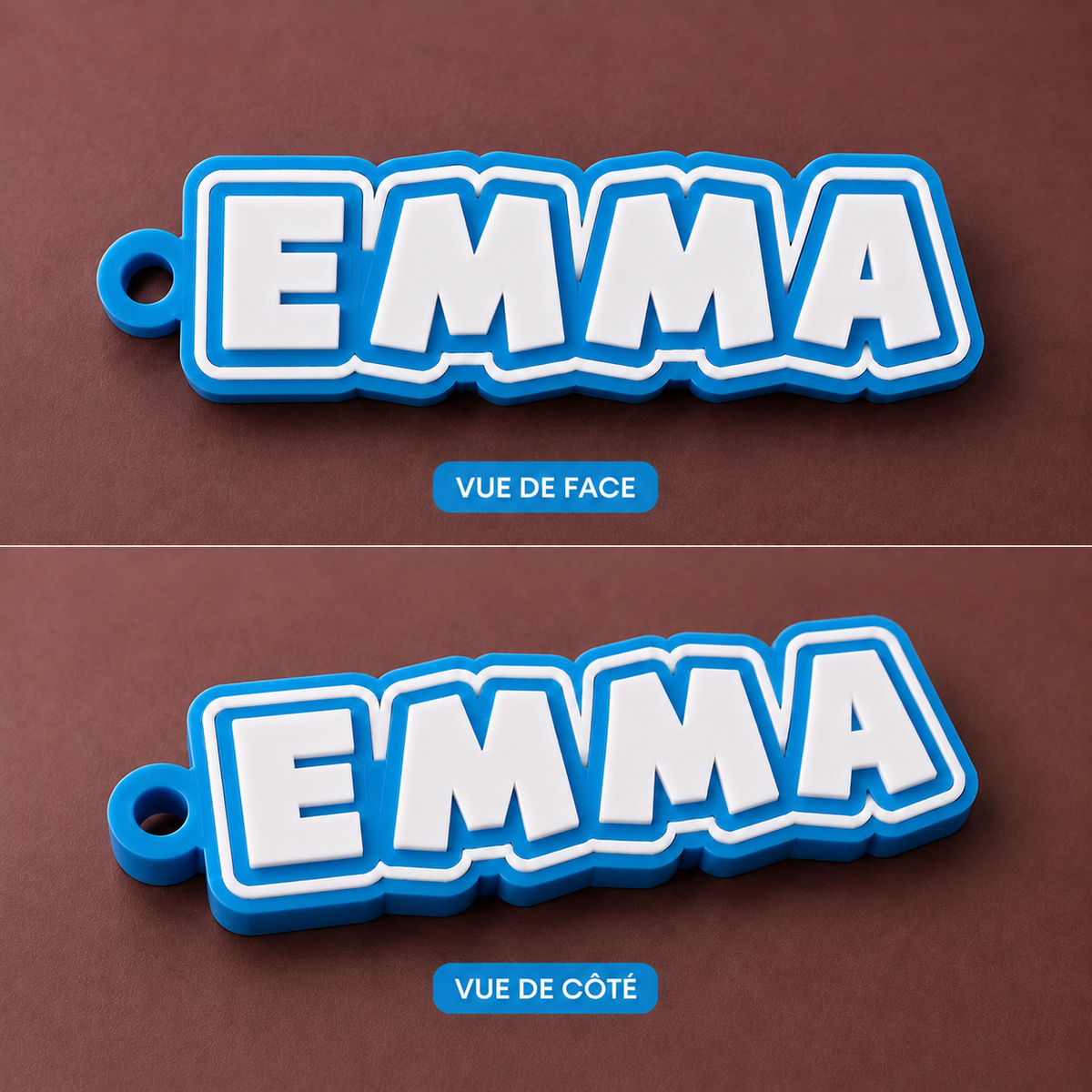 Porte-clés prénom personnalisé 3D – Lettres majuscules