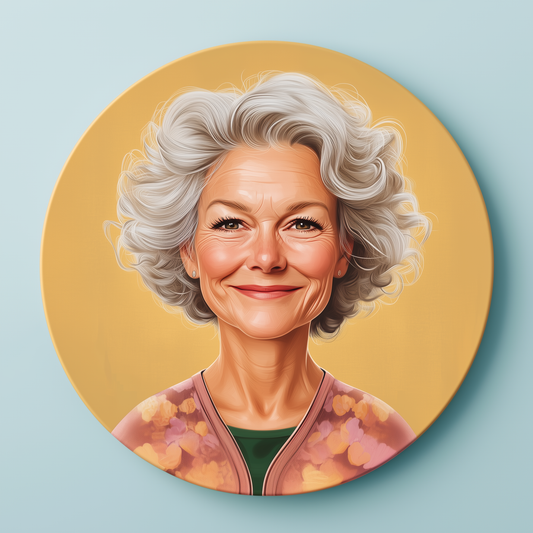 Badge illustré – Portrait grand-mère