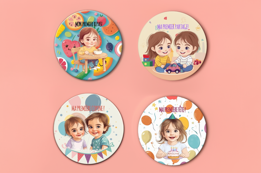 Badge Série Première fois - Fille - Lot de 4 - Premières émotions partagées