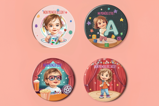 Badge Série Première fois - Fille - Lot de 4 - Premiers moments créatifs