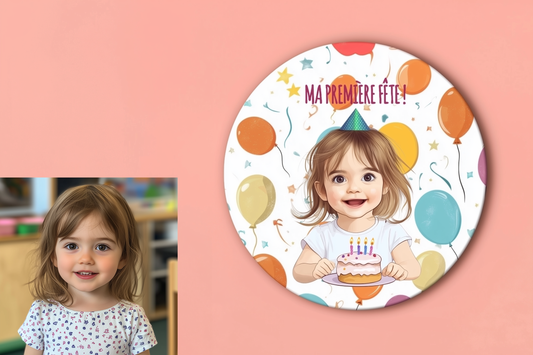 Badge Série Première fois - Fille - Ma première fête