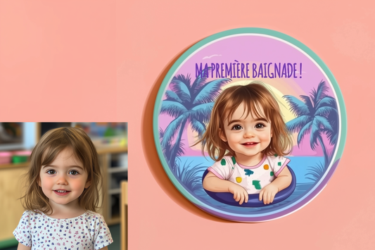 Badge Série Première fois - Fille - Ma première baignade
