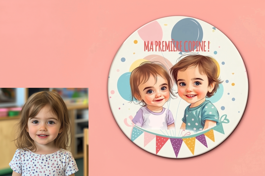 Badge Série Première fois - Fille - Ma première copine