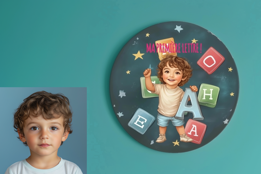 Badge Série Première fois - Garçon - Ma première lettre