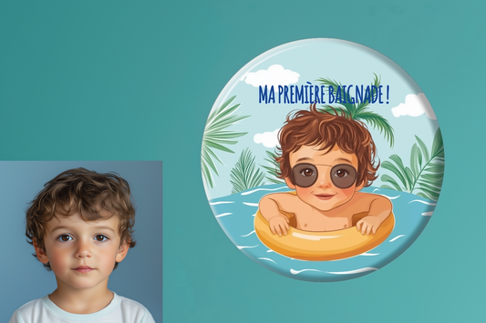 Badge Série Première fois - Garçon - Ma première baignade