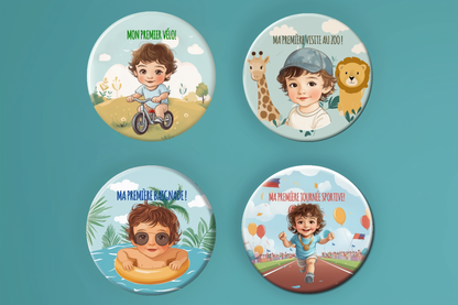 Badge Série Première fois - Garçon - Lot de 4 - Premiers instants d’aventure